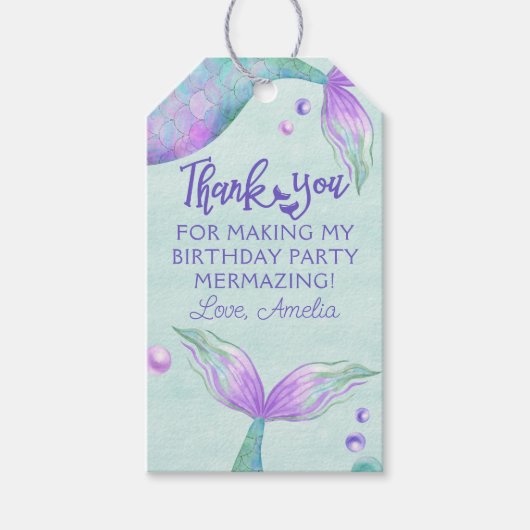 Mermaid Tail Bedankt voor de feestdag Cadeaulabel (Voorkant)