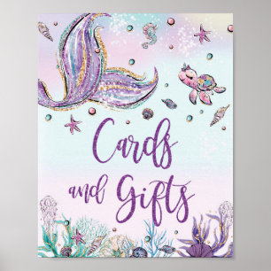 Mermaid Tail Birthday Baby shower Kaarten en gesch Poster