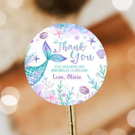 Mermaid Tail Birthday Bedankt Ronde Sticker