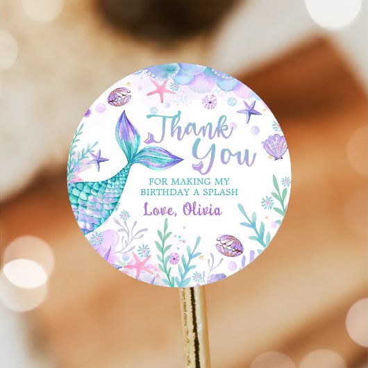 Mermaid Tail Birthday Bedankt Ronde Sticker