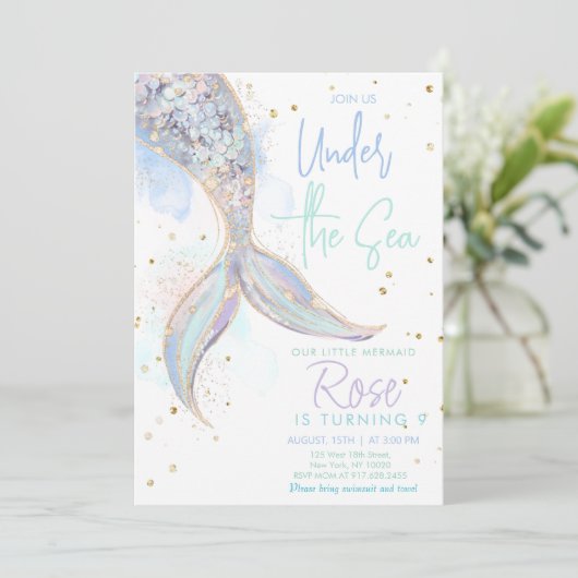 Mermaid Tail Birthday Kaart (Staand voorkant)