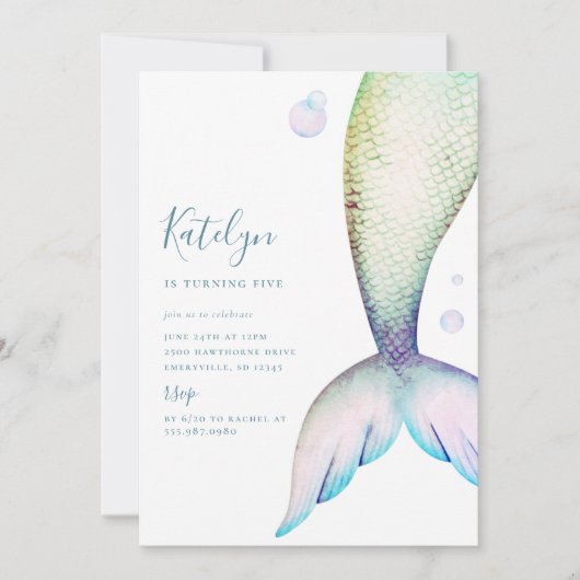 Mermaid Tail Birthday Kaart (Voorkant)