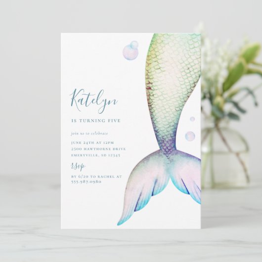 Mermaid Tail Birthday Kaart (Staand voorkant)