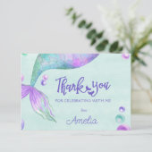 Mermaid Tail Birthday Party Bedankkaart (Staand voorkant)