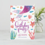 Mermaid Tail Birthday Party Kaart (Staand voorkant)