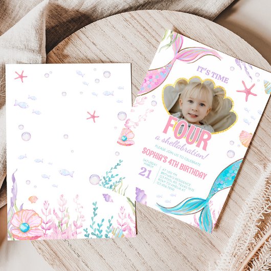 Mermaid Tail Birthday Party Kaart
