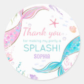 Mermaid Tail Birthday Party Ronde Sticker (Voorkant)