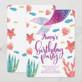 Mermaid Tail Birthday Uitnodiging (Voorkant / Achterkant)