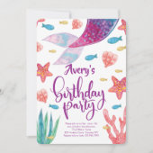 Mermaid Tail Birthday Uitnodiging (Voorkant)