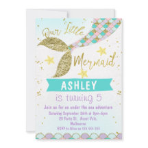 mermaid Tail Birthday - uitnodiging
