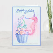 Mermaid Tail Cupcake Birthday Kaart (Voorkant)