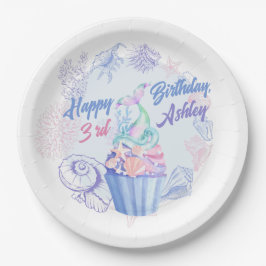 Mermaid Tail Cupcake Birthday Paper Bord