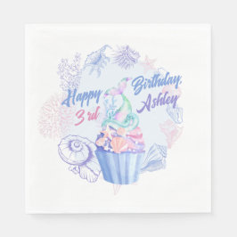 Mermaid Tail Cupcake Birthday Paper Napkins Servet