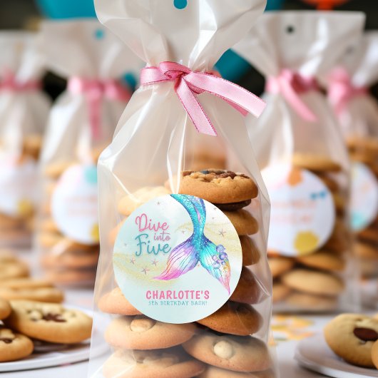 Mermaid tail Dive into Five Glitter Sticker