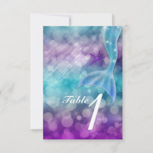 Mermaid Tail Enchanted Zee Party Table Number Card Kaart