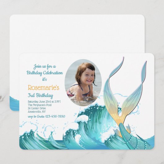 Mermaid Tail Foto-uitnodiging Kaart (Voorkant / Achterkant)