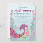 Mermaid Tail Girl Birthday Party Invitation Kaart (Voorkant)