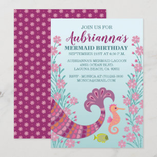 Mermaid Tail Girl Birthday Party Invitation Kaart