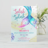 Mermaid Tail Glitter 2nd Birthday Invitation Kaart (Staand voorkant)
