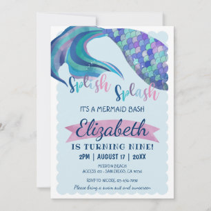 Mermaid Tail Glitter Achtergrond Birthday Partij Kaart
