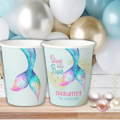 Mermaid Tail Glitter Dive into Five 5th birthday Papieren Bekers