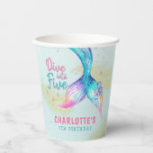 Mermaid Tail Glitter Dive into Five 5th birthday Papieren Bekers (Voorkant)