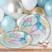 Mermaid Tail Glitter Splish Splash birthday Papieren Bordje