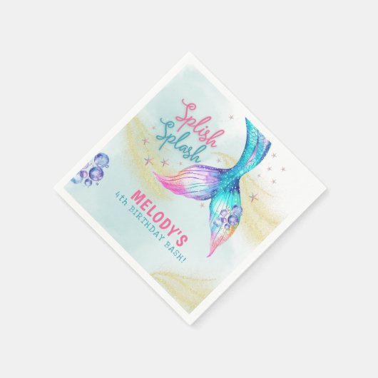 Mermaid Tail Glitter Splish Splash birthday Servet (Hoek)