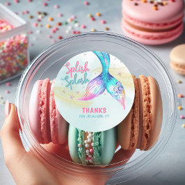 Mermaid Tail Glitter Splish Splash Thank you Ronde Sticker