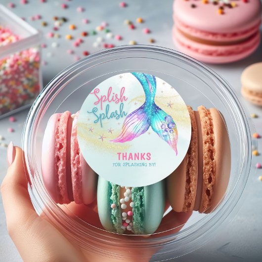 Mermaid Tail Glitter Splish Splash Thank you Ronde Sticker