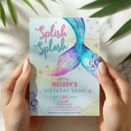 Mermaid Tail Glitter Splish Splash verjaardag Kaart