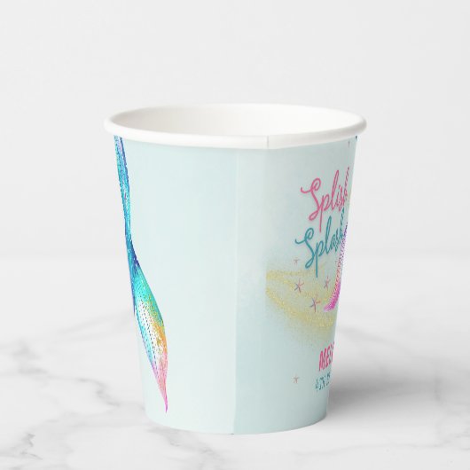 Mermaid Tail Glitter under the sea birthday Papieren Bekers (Rechts)