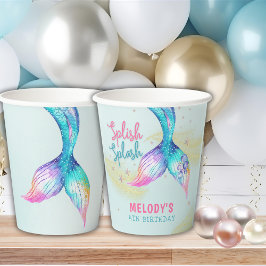 Mermaid Tail Glitter under the sea birthday Papieren Bekers
