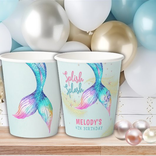 Mermaid Tail Glitter under the sea birthday Papieren Bekers