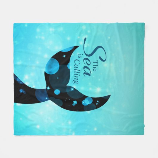 Mermaid Tail Het Zee roept Citaat Fleece Deken (Voorkant (Horizontaal))