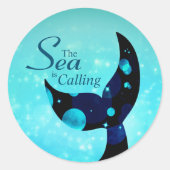 Mermaid Tail Het Zee roept Citaat Ronde Sticker (Voorkant)