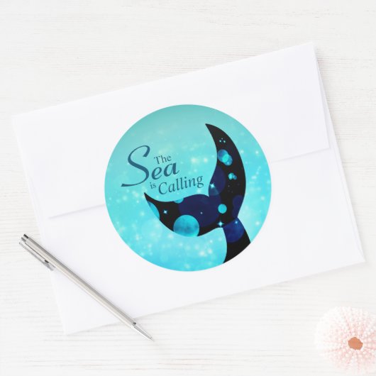 Mermaid Tail Het Zee roept Citaat Ronde Sticker (Envelop)