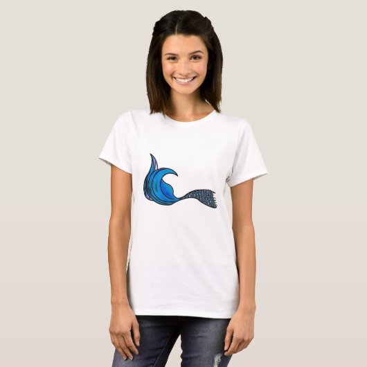 Mermaid Tail in blauw T-shirt (Voorkant volledig)
