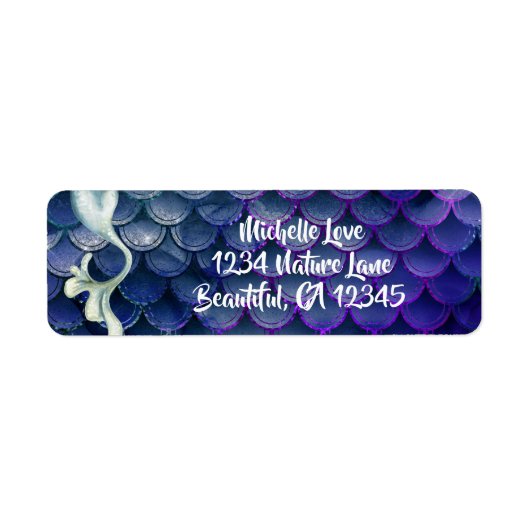 Mermaid Tail in Blue en Sparking Scales Address Etiket (Voorkant)