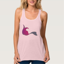 Mermaid Tail in donkerroze en blauwgroen Tanktop