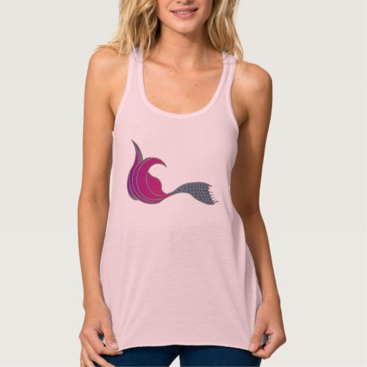 Mermaid Tail in donkerroze en blauwgroen Tanktop (Voorkant)
