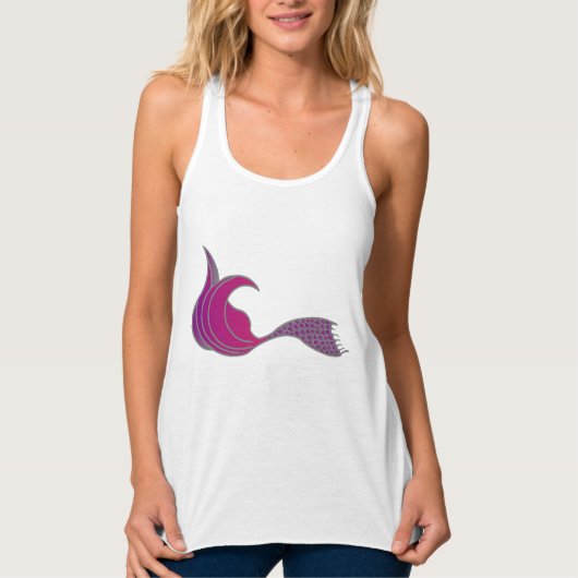 Mermaid Tail in schaduwen van opgerookte roze Tanktop (Voorkant)