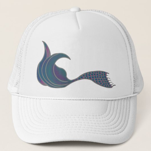 Mermaid Tail in tonnen groen en roze Trucker Pet (Voorkant)