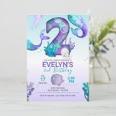 Mermaid Tail Mermaid Uitnodiging voor de 2e Verjaa (Staand voorkant)