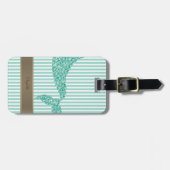 Mermaid Tail Mint White Stripes Bagagelabel (Voorkant horizontaal)