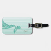 Mermaid Tail Mint White Stripes - Gepersonaliseerd Bagagelabel (Voorkant horizontaal)