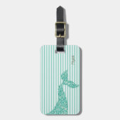 Mermaid Tail Mint White Stripes - Gepersonaliseerd Bagagelabel (Voorkant verticaal)