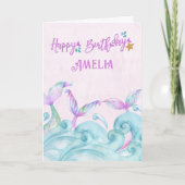 Mermaid Tail Ocean Waves Persoonlijke verjaardag Kaart (Voorkant)
