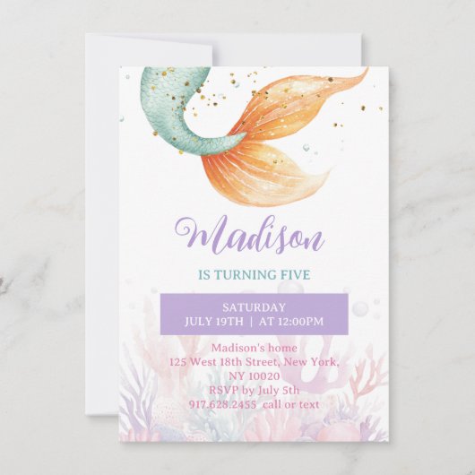Mermaid Tail onder de uitnodiging tot vrijdag van (Voorkant)