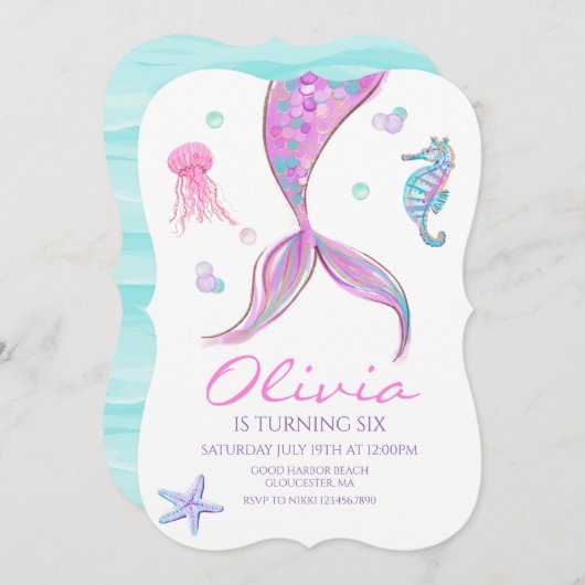 Mermaid Tail onder de uitnodiging tot vrijdag van  (Voorkant / Achterkant)